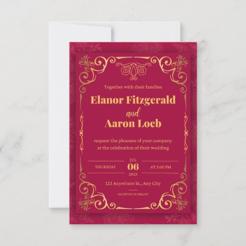 Floral Red Botanical Colourful Wedding Invitation