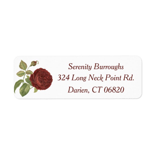 Floral Red Burgundy Rose Flower - Wedding Label (Front)