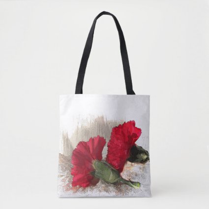 Floral Red Carnation Garden Flowers Tote Bag