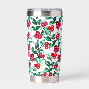 Floral Red Color Flowers Pattern-56698 Insulated Tumbler