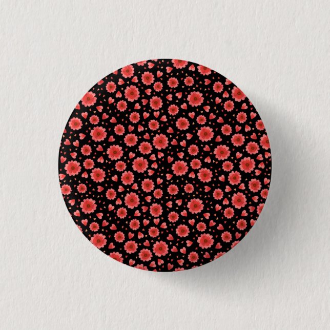 Floral Red Flowers Pattern-23321 Button (Front)