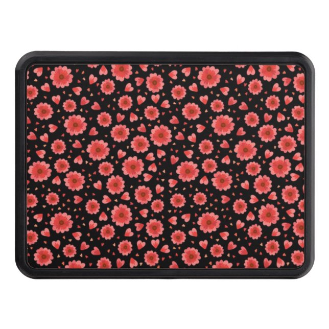 Floral Red Flowers Pattern-23321 Hitch Cover (Front)