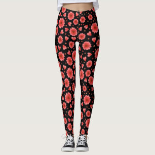 Floral Red Flowers Pattern-23321 Leggings