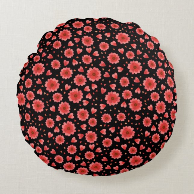 Floral Red Flowers Pattern-23321 Round Pillow (Front)