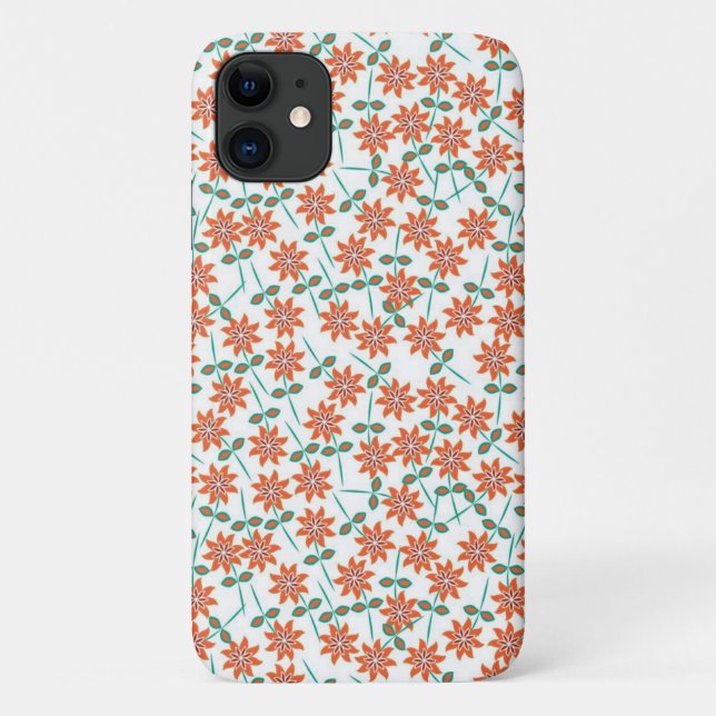 Floral Red Flowers Pattern White Background-14200 Case-Mate iPhone Case (Back)