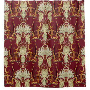 Floral red-gold, luxurious vintage pattern. shower curtain