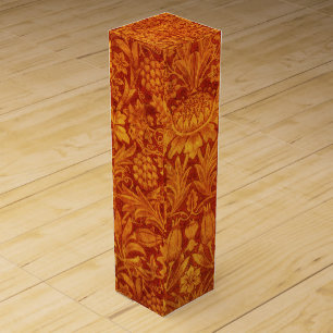 Floral Red & Golden Yellow Wm Morris Wine Box