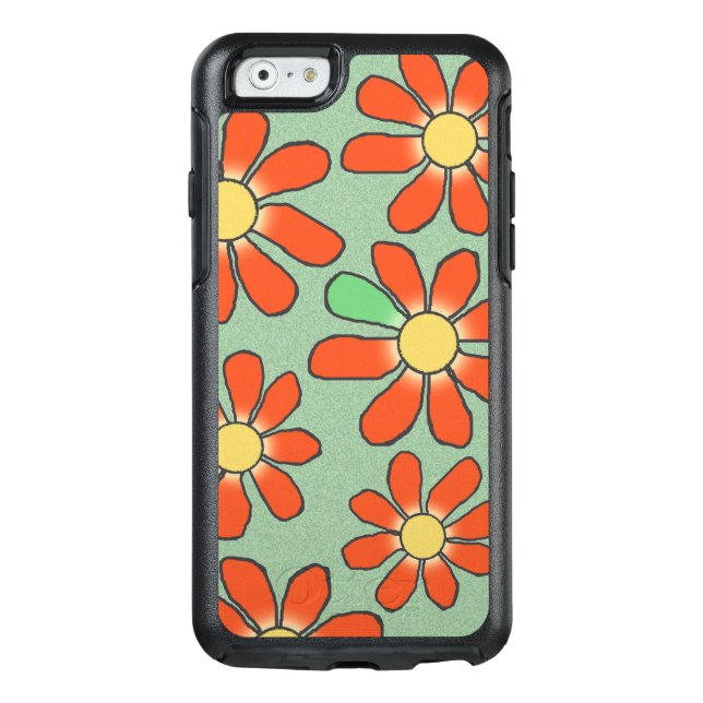 Floral Red Graphical on any Color Otterbox iPhone Case (Back)