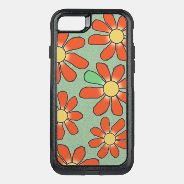 Floral Red Graphical on any Color Otterbox iPhone Case (Back)