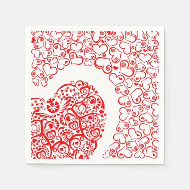 Floral Red Heart Lover Napkins (Front)