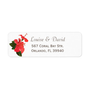 Floral Red Hibiscus Return Address Label