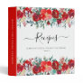 Floral Red Holly Christmas Holiday Kitchen Recipe 3 Ring Binder