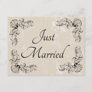 Floral Red Just Married Tulips Wedding Flowers Announcement Postcard