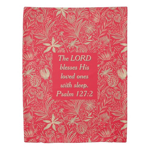 FLORAL Red  LORD BLESSES WITH SLEEP  Christian Duvet Cover