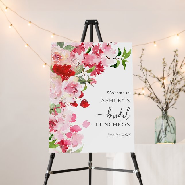 Floral Red Pink Luncheon Foam Board (In Situ (Stand))