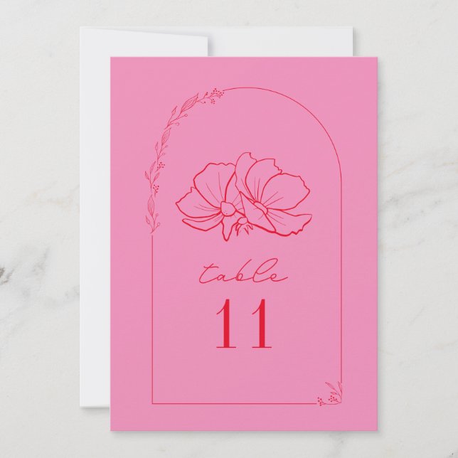 Floral Red + Pink Wedding Invitation (Front)