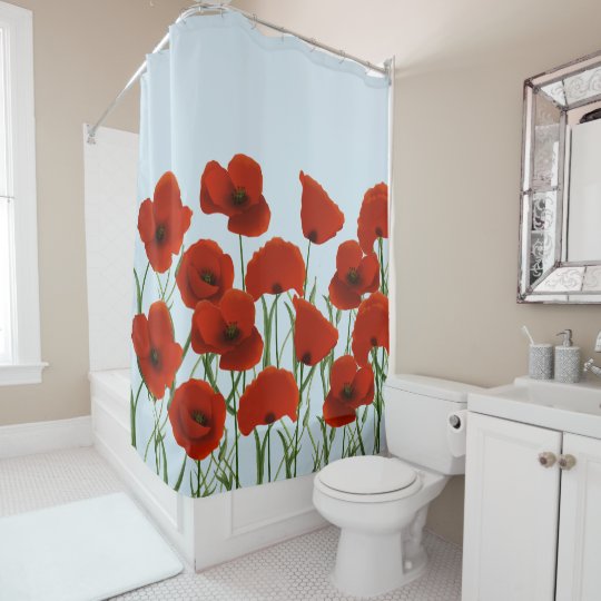 Fl Red Poppies Shower Curtain Fl Red Poppies Shower Curtain