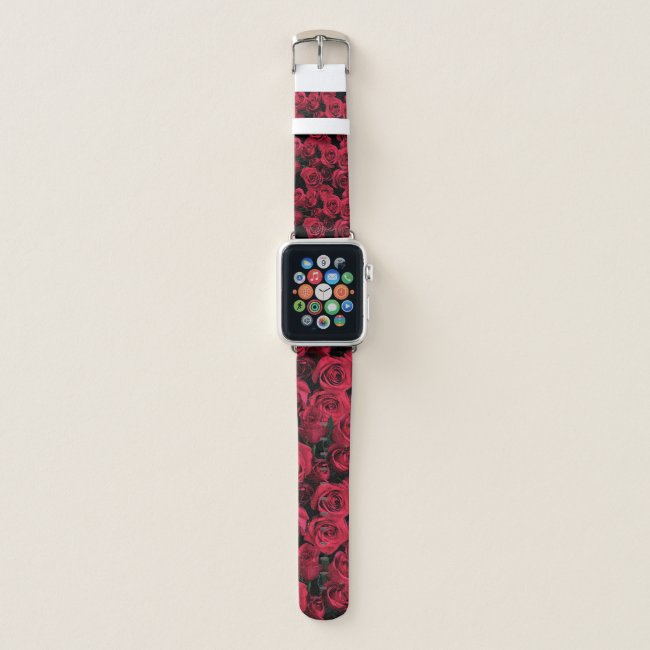 Floral Red Rose Flower Garden Abstract Pattern Apple Watch Band