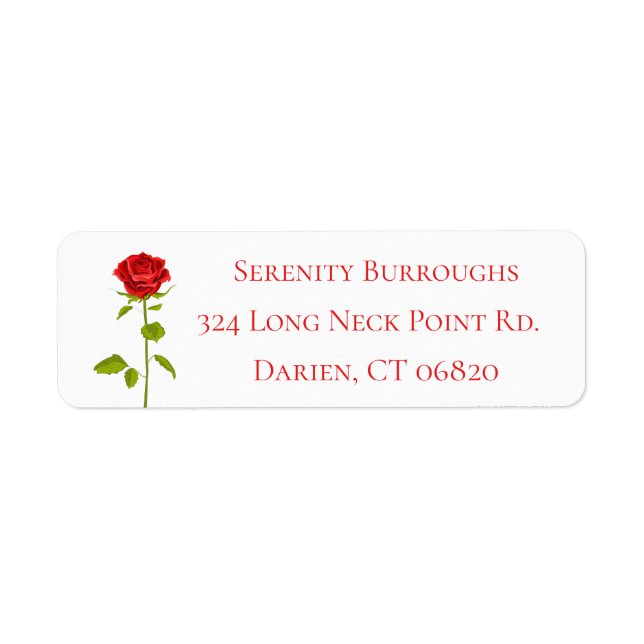 Floral Red Rose Flower Wedding Bridal Shower Label (Front)