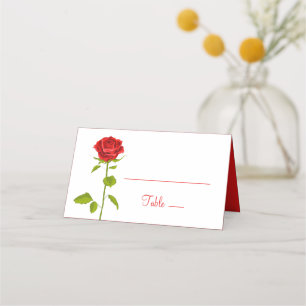 Floral Red Rose Flower Wedding Roses Botanical Place Card