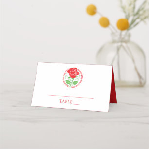 Floral Red Rose Flower Wedding Roses Garden Place Card
