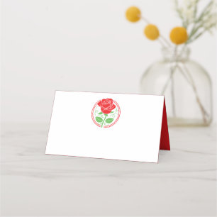Floral Red Rose Flower Wedding Roses Garden Place Card