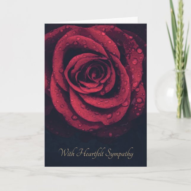 Floral Red Rose Sympathy Cards (Front)
