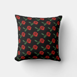 Floral Red Rose Throw Pillow