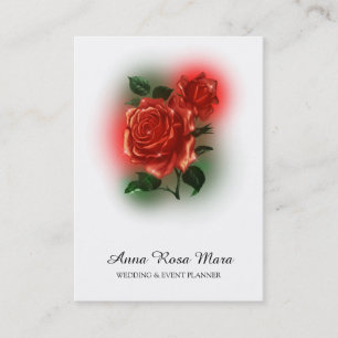 *~* Floral Red ROSE Wedding Event Planner QR code Business Card