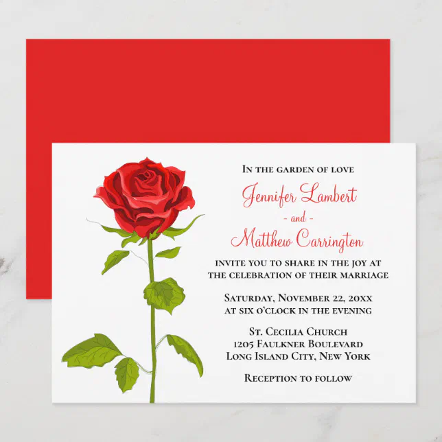 Floral Red Rose Wedding Romantic Elegant Flower Invitation | Zazzle