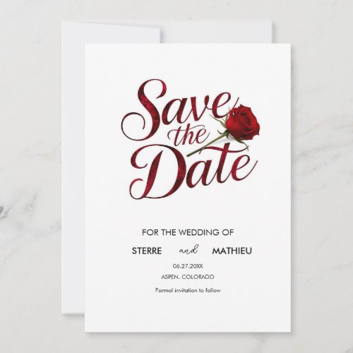 Floral Red Rose Wedding  Save The Date