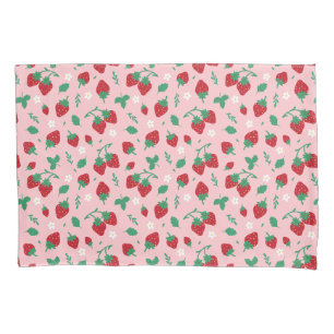 Floral Red Strawberry Pattern Personalized Kids Pillow Case