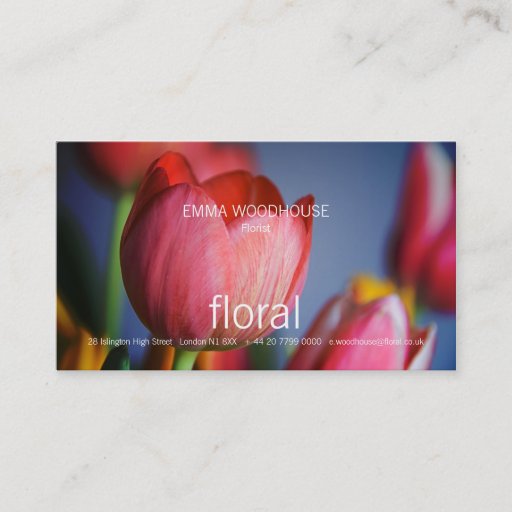 Customizable Floral - Red Tulips Business Card