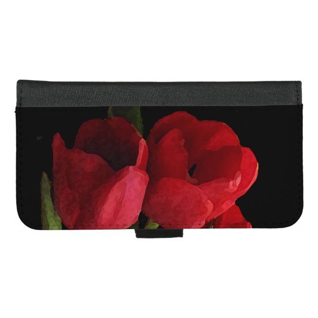 Floral Red Tulips iPhone 8/7 Plus Wallet Case (Front (Horizontal))