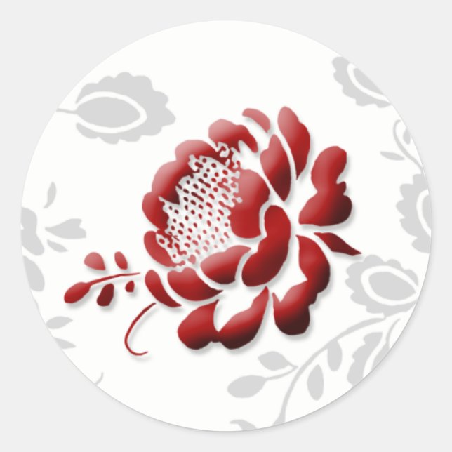 Floral Red Wedding Invitation Envelope Seals (Front)