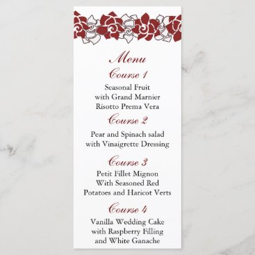 floral red Wedding menu
