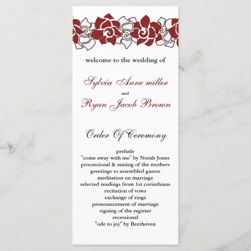 floral red Wedding program