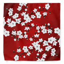 Floral Red White Cherry Blossom Bandana Floral Red White Cherry Blossom Bandana