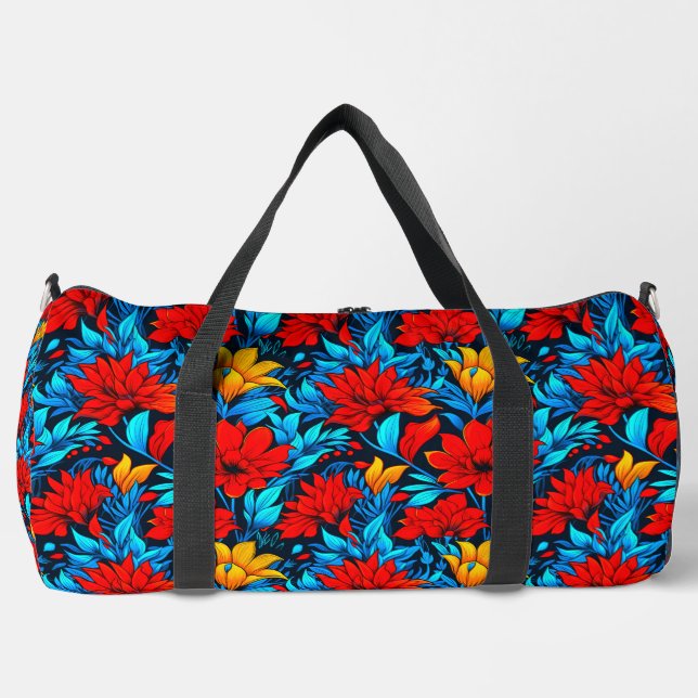 Floral Red yellow Flowers Pattern-13075 Duffle Bag (Front)
