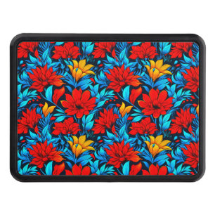 Floral Red yellow Flowers Pattern-13075 Hitch Cover