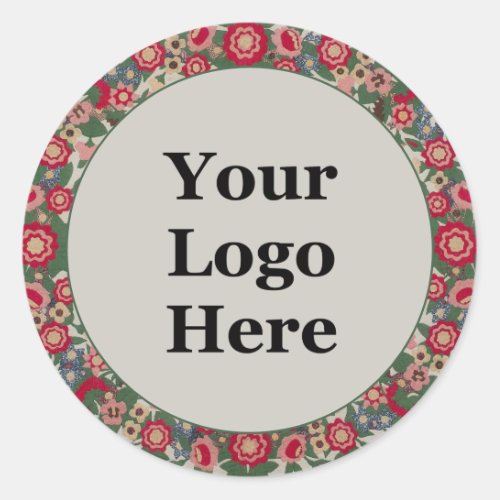 Floral Red Yellow Green Your Logo Here Template Classic Round Sticker
