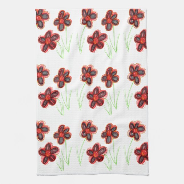 Floral Reds Towel (Vertical)