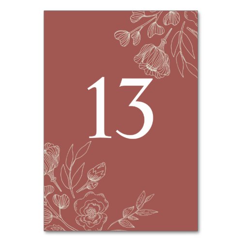 Floral Redwood Table 13 Table Number
