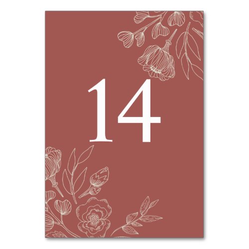 Floral Redwood Table 14 Table Number