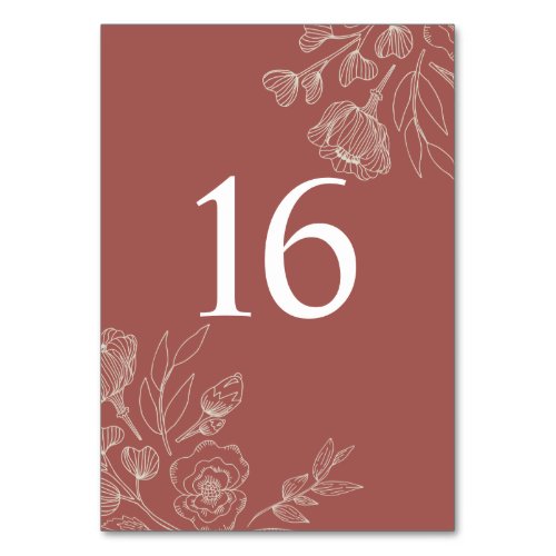 Floral Redwood Table 16 Table Number