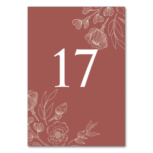 Floral Redwood Table 17 Table Number