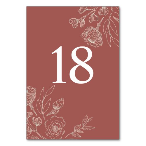 Floral Redwood Table 18 Table Number