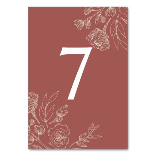 Floral Redwood Table 7 Table Number
