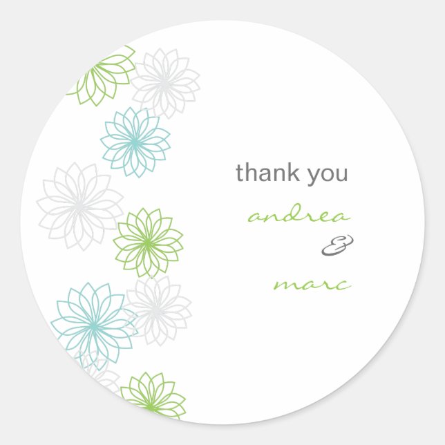 Floral Reflections Round Thank You Sticker (Front)