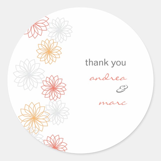 Floral Reflections Round Thank You Sticker (Front)